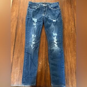 Express Dark Blue Ripped Women Jean legging mid rise